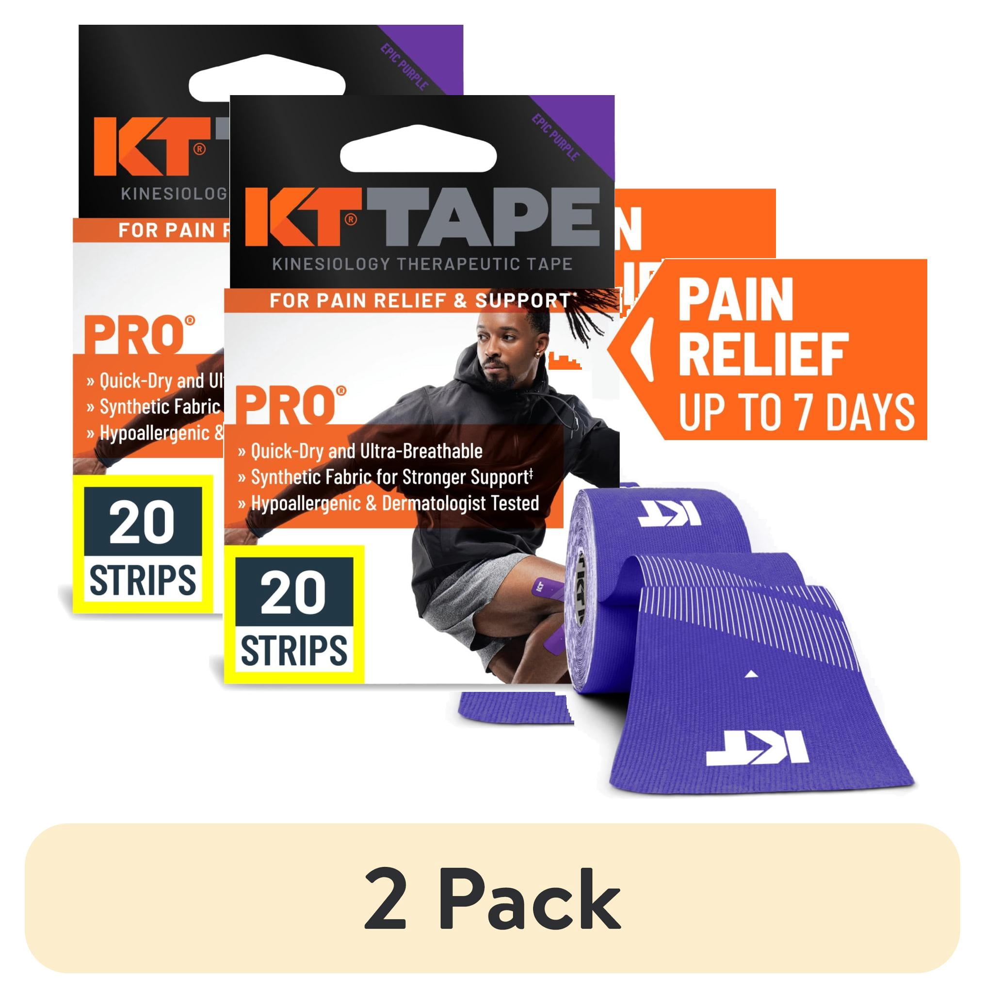 (2 pack) KT Tape Pro Ultra-Breathable Synthetic Kinesiology Tape, Epic Purple, 20 Precut Strips