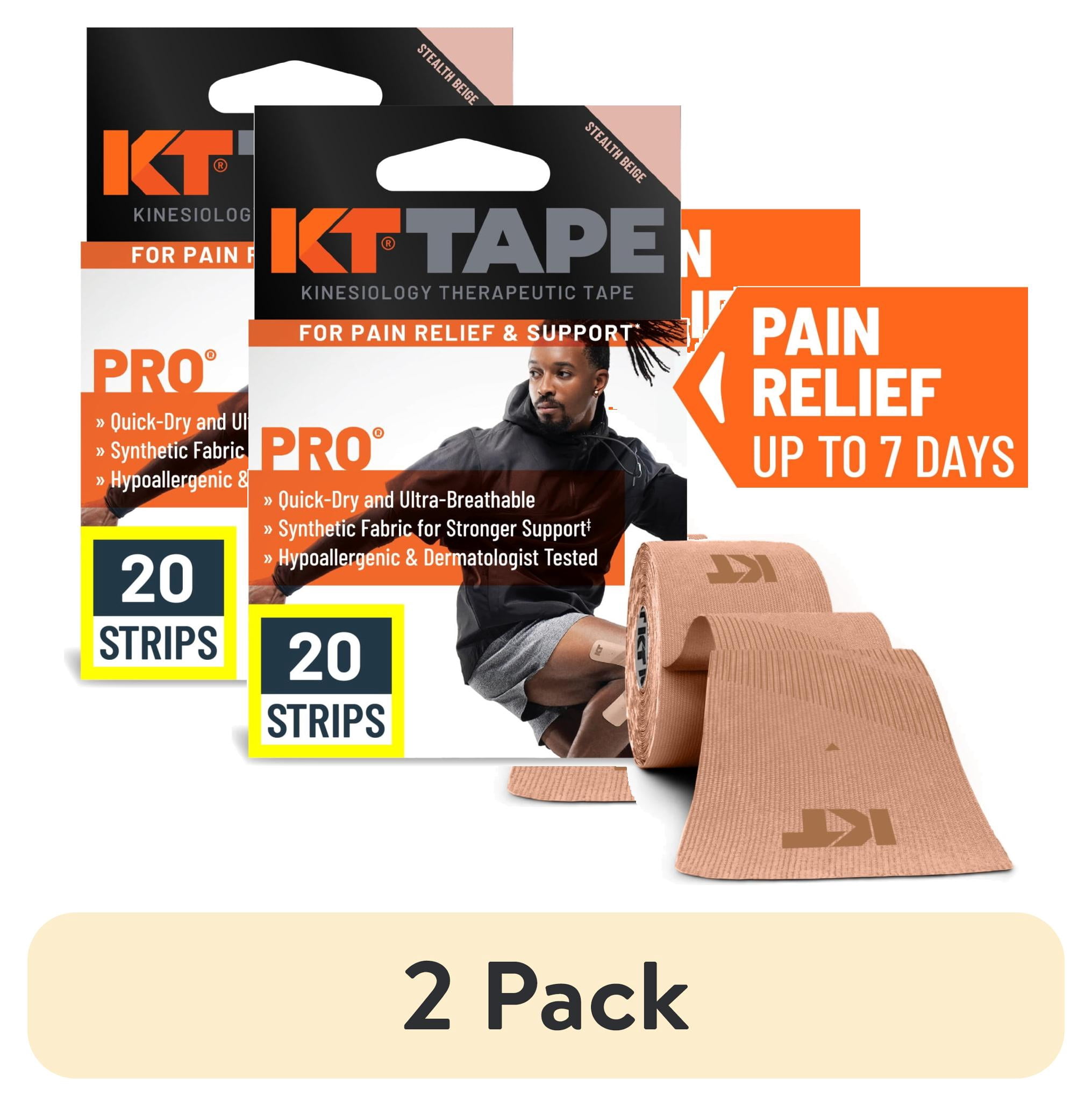 (2 pack) KT Tape Pro Ultra-Breathable Synthetic Kinesiology Tape, Stealth Beige, 20 Precut Strips