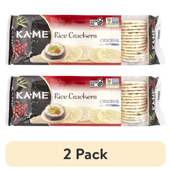 (2 pack) Ka'Me Rice Crackers Original, 3.5 oz Tray