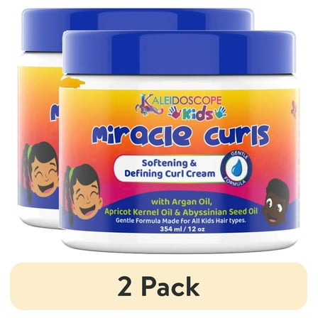 (2 pack) Kaleidoscope Kids Miracle Curls Cream 12 oz, Curl Enhancing, All Hair Types