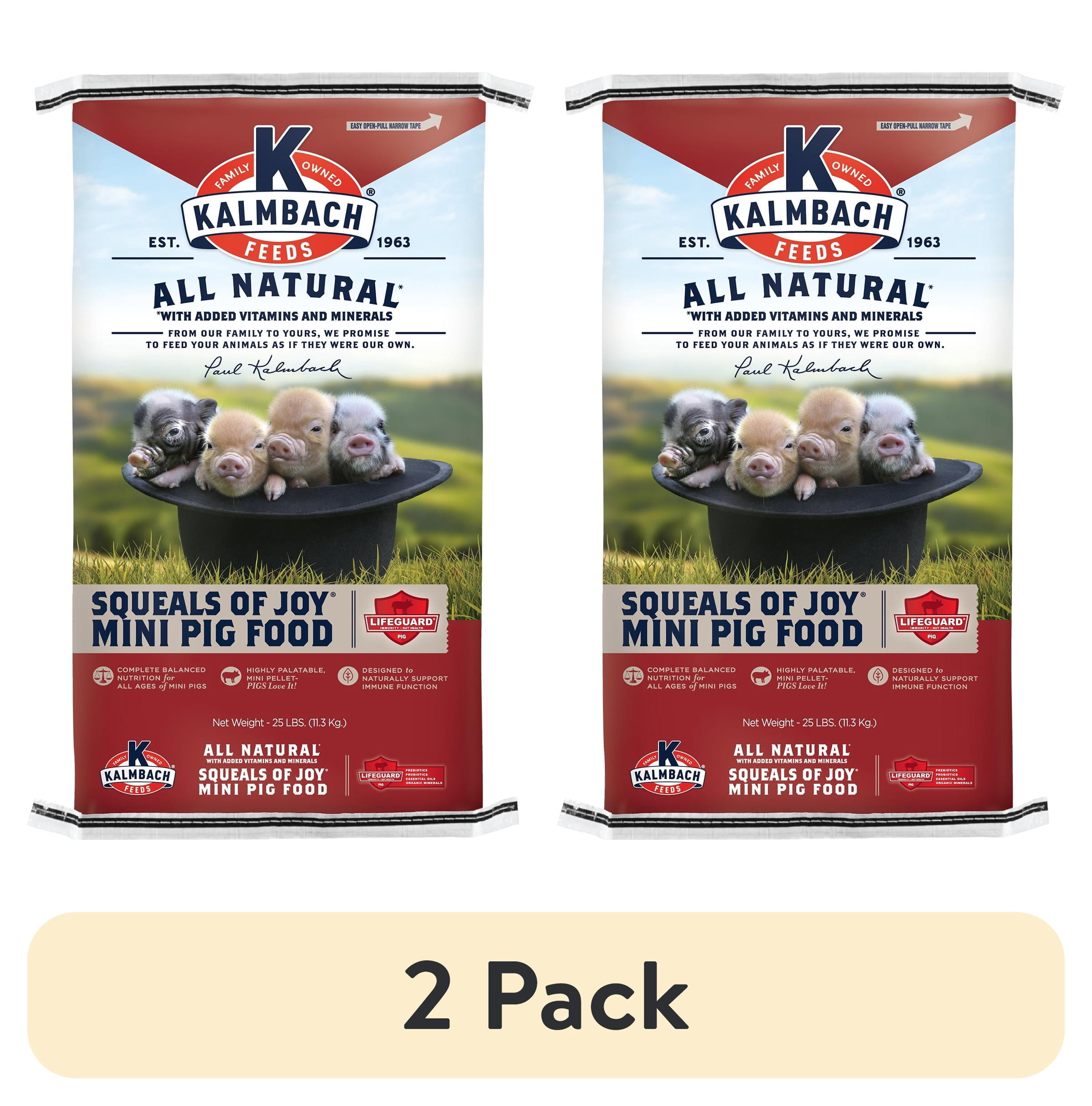 (2 pack) Kalmbach Feeds Squeals of Joy 16% Mini Pellet Food for Mini Pigs, 25 lb