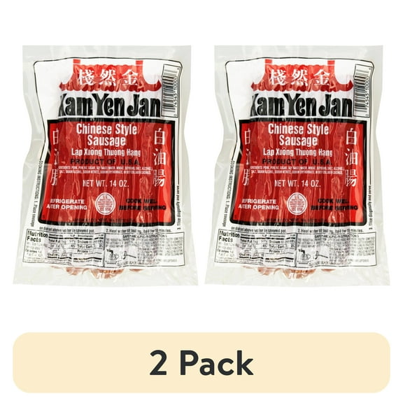 (2 pack) Kam Yen Jan Chinese Style Sausage, Lap Xuong Thuong Hang, Shelf-Stable, 14 oz Package