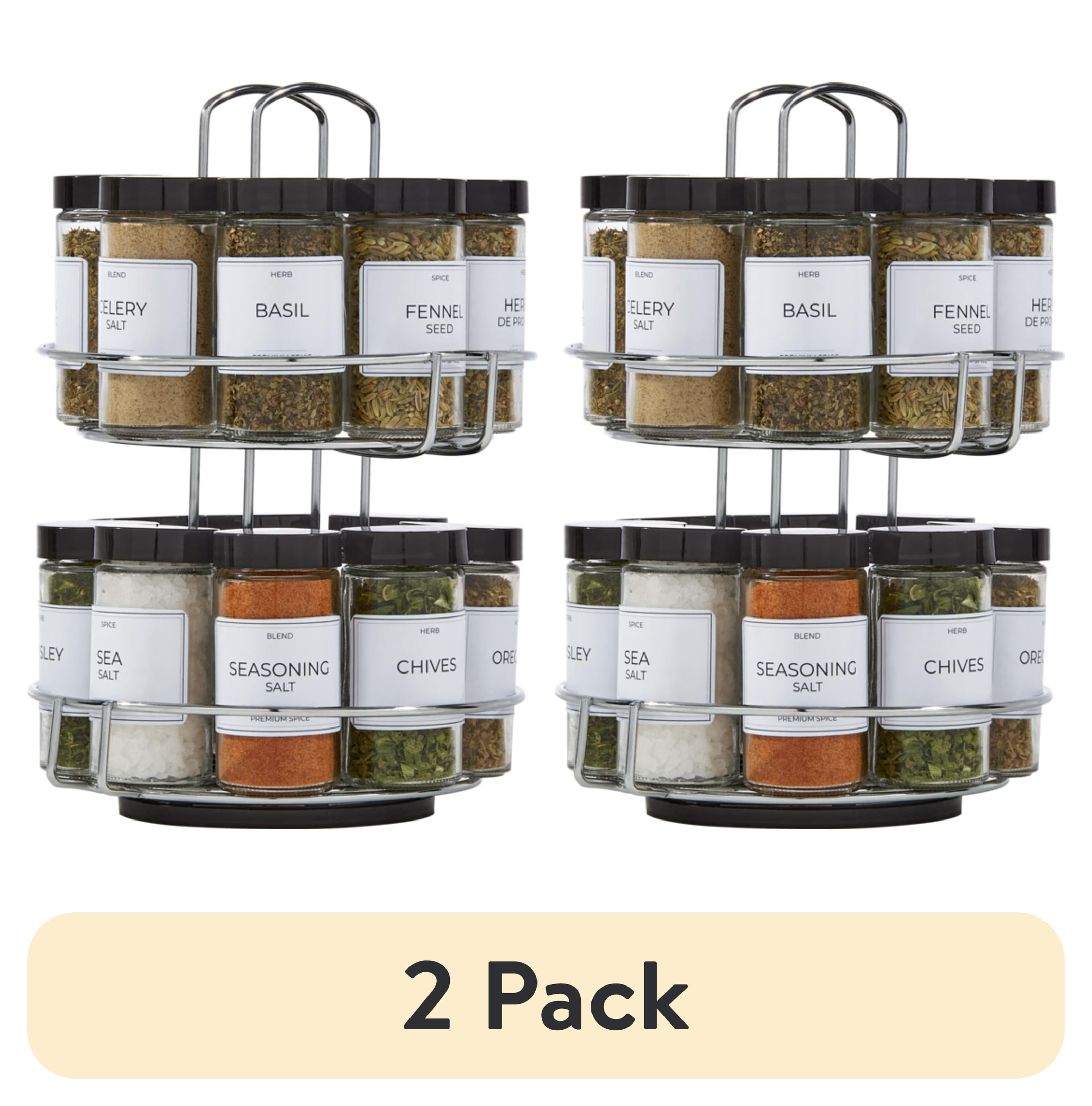 2 pack) Kamenstein 16-Jar Chrome Wire 2-Tier Revolving Filled