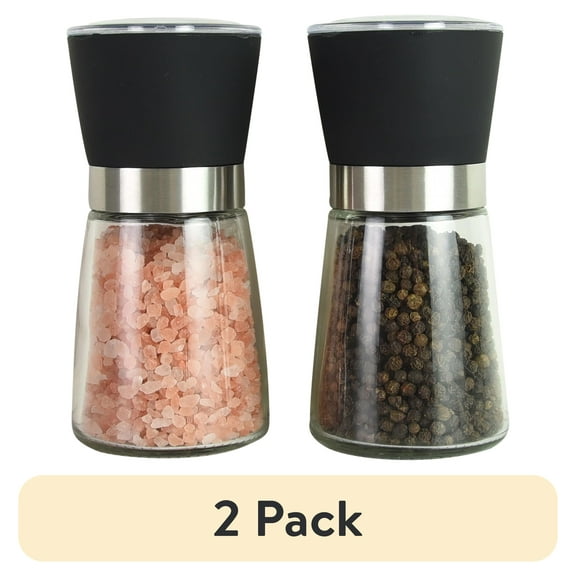 (2 pack) Kamenstein 5-inch Glass Prefilled Pink Salt and Pepper Grinder Set of Two