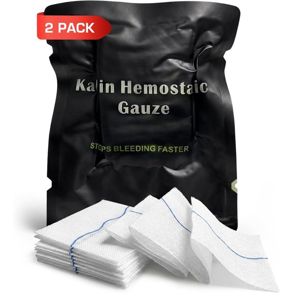 (2 pack) Kaolin Hemostatic Flexible Z Fold Design First Aid Gauze, 3 Inch x 12.5 ft