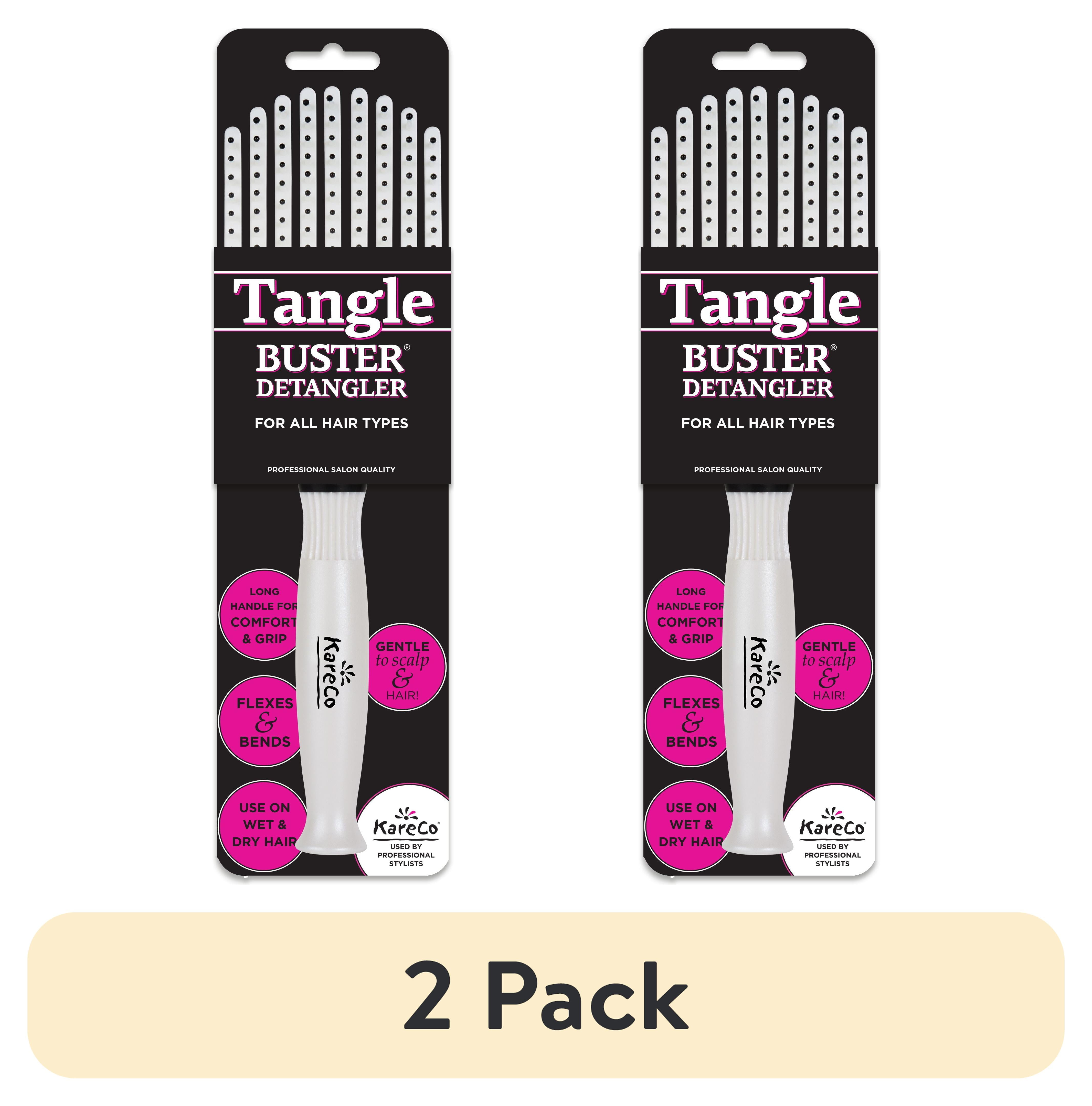 (2 pack) KareCo Tangle Buster Hair Brush Salon Professional Flexible Paddle, Pearl, Synthetic Bristles