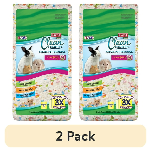 (2 pack) Kaytee Confetti Small Animal Paper Bedding Rabbit, Guinea Pig, Hamster, Gerbil, 24.6L