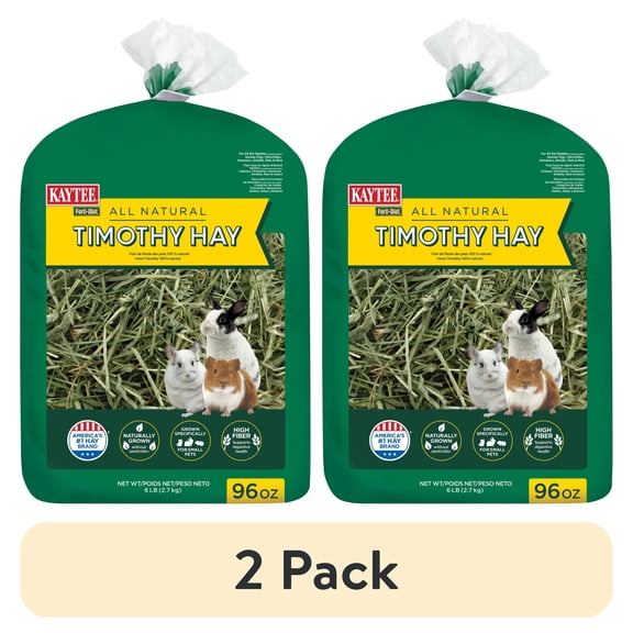 (2 pack) Kaytee Forti-Diet All Natural Timothy Hay , 96 ounce