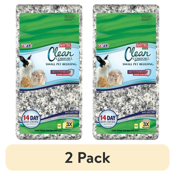 (2 pack) Kaytee Forti-Diet Clean Comfort Bedding, Extreme Odor Control Small Animal Bedding, 24.6L