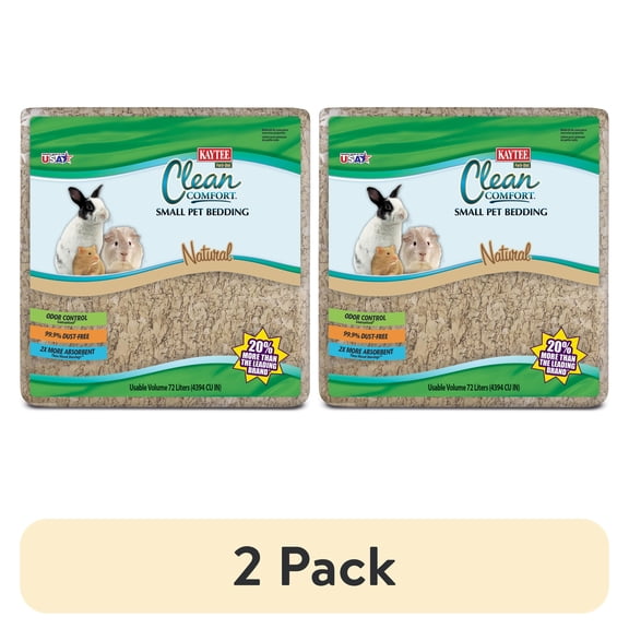 (2 pack) Kaytee Forti-Diet Clean Comfort Small Animal Bedding, Natural 72L
