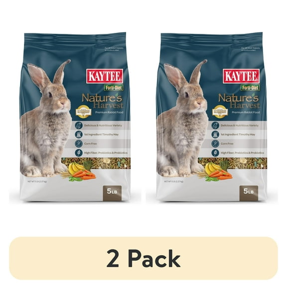(2 pack) Kaytee Forti-Diet Nature's Harvest Rabbit Food, 5 Pounds
