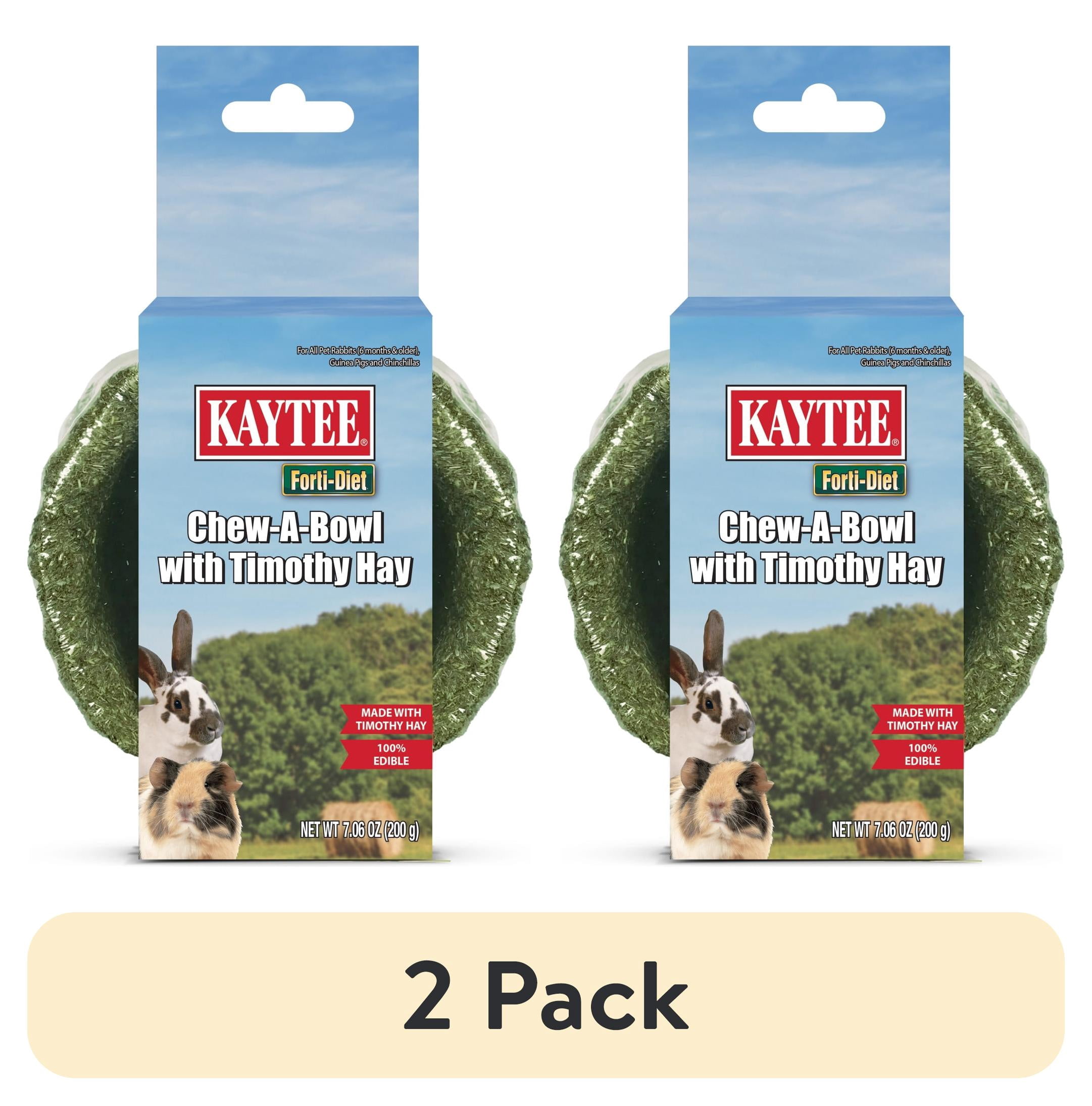 (2 pack) Kaytee Forti-Diet Timothy Chew-A-Bowl for Small Animals, Edible Food Dish