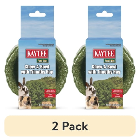 (2 pack) Kaytee Forti-Diet Timothy Chew-A-Bowl for Small Animals, Edible Food Dish