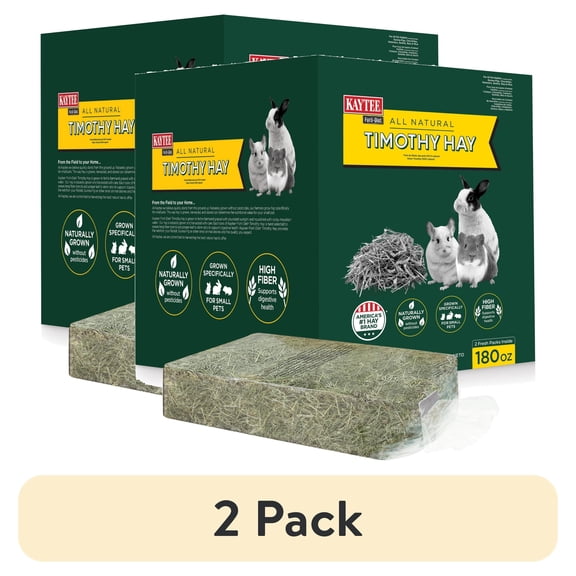 (2 pack) Kaytee Forti Diet Timothy Hay for Rabbits, Guinea Pigs, Hamsters, Chinchillas and Other Small Animals, 11.25 Pounds