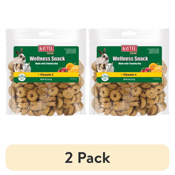 (2 pack) Kaytee Forti-Diet Wellness Snack Made with Timothy Hay and Vitamin C, 4 Ounces