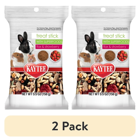 (2 pack) Kaytee Treat Stick with Superfoods, Flax & Strawberry, for Small Animals, 5.5 Ounces