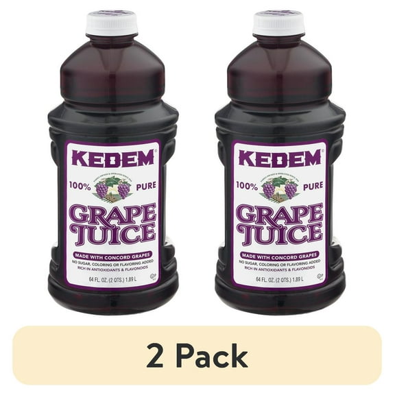 (2 pack) Kedem 100% Juice, Grape, 64 fl oz, 1 Count