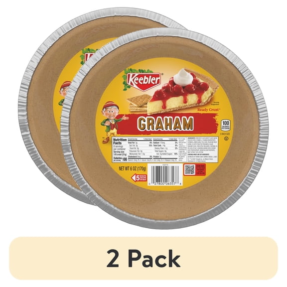 (2 pack) Keebler Ready Crust 9-Inch Graham Cracker Pie Crust, Premade Pie Crust For Baking And No-Bake, 6 oz