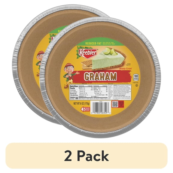 (2 pack) Keebler Ready Crust 9-Inch Reduced Fat Graham Cracker Pie Crust, Premade Crust For Baking And No-Bake, 6 oz