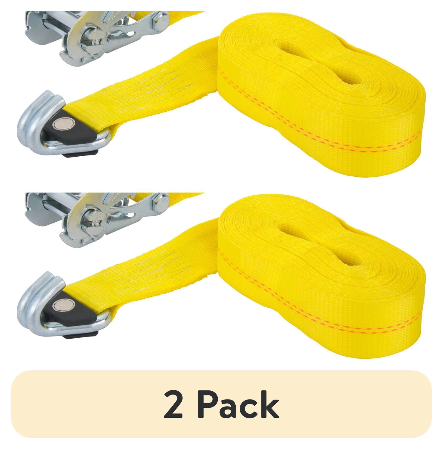(2 pack) Keeper 2 in. x 27 ft. Heavy-Duty Ratchet Tie Down Strap, Magnetic J-Hook, 3,333 lb WLL, 10,000 lb Break Strength