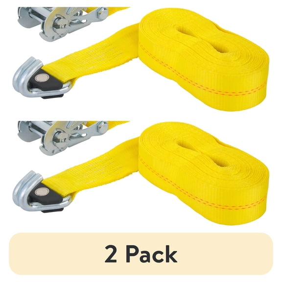 (2 pack) Keeper 2in x27ft Heavy Duty Ratchet Strap with Magnetic J Hook