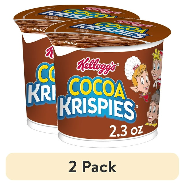 (2 pack) Kellogg's Cocoa Krispies Breakfast Cereal Cup, Kids Snacks, Family Breakfast, Chocolatey Flavor, 2.3oz Cup (1 Cup)