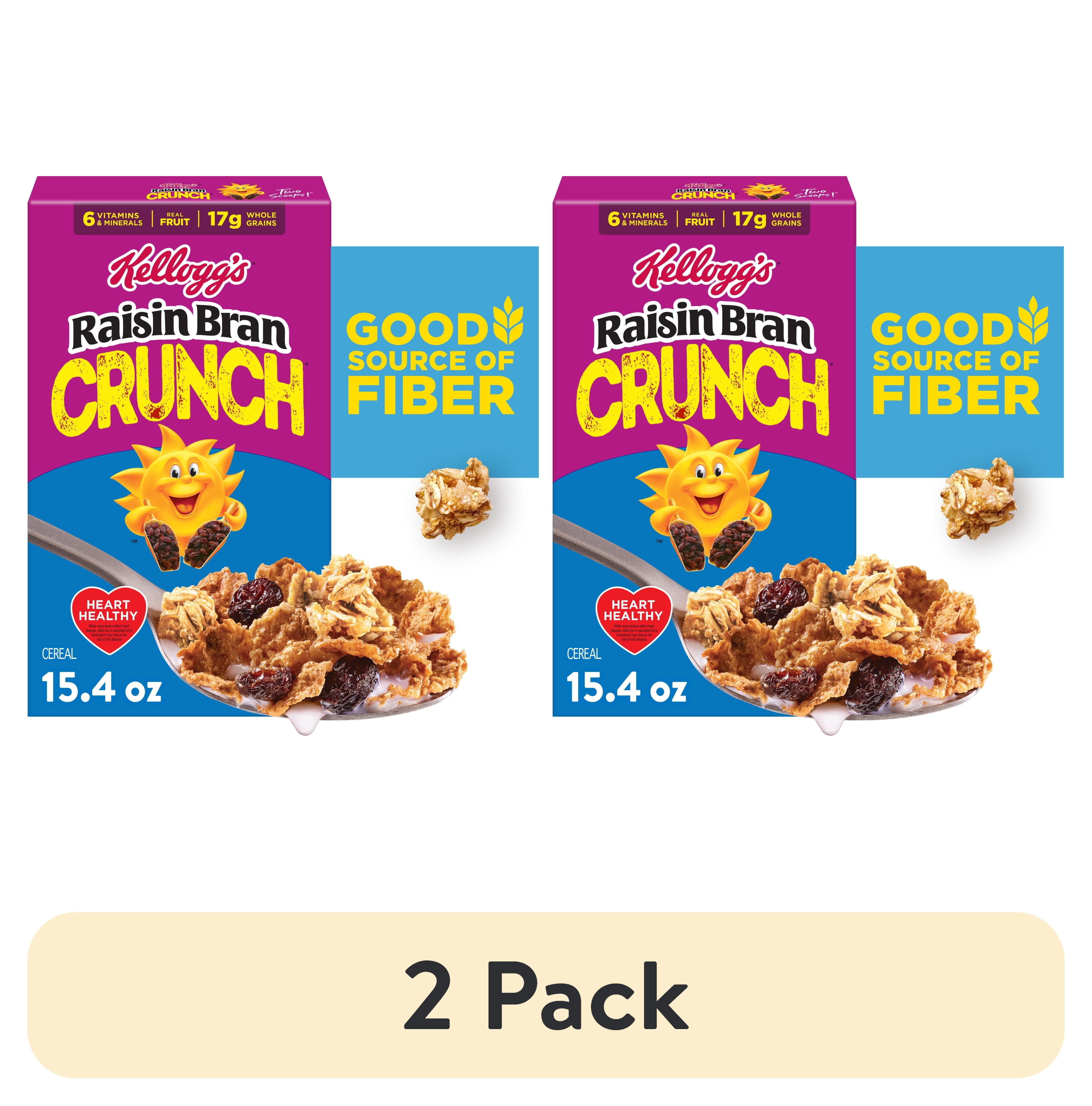 (2 pack) Kellogg's Raisin Bran Crunch Breakfast Cereal, Good Source of Fiber, 15.4 oz
