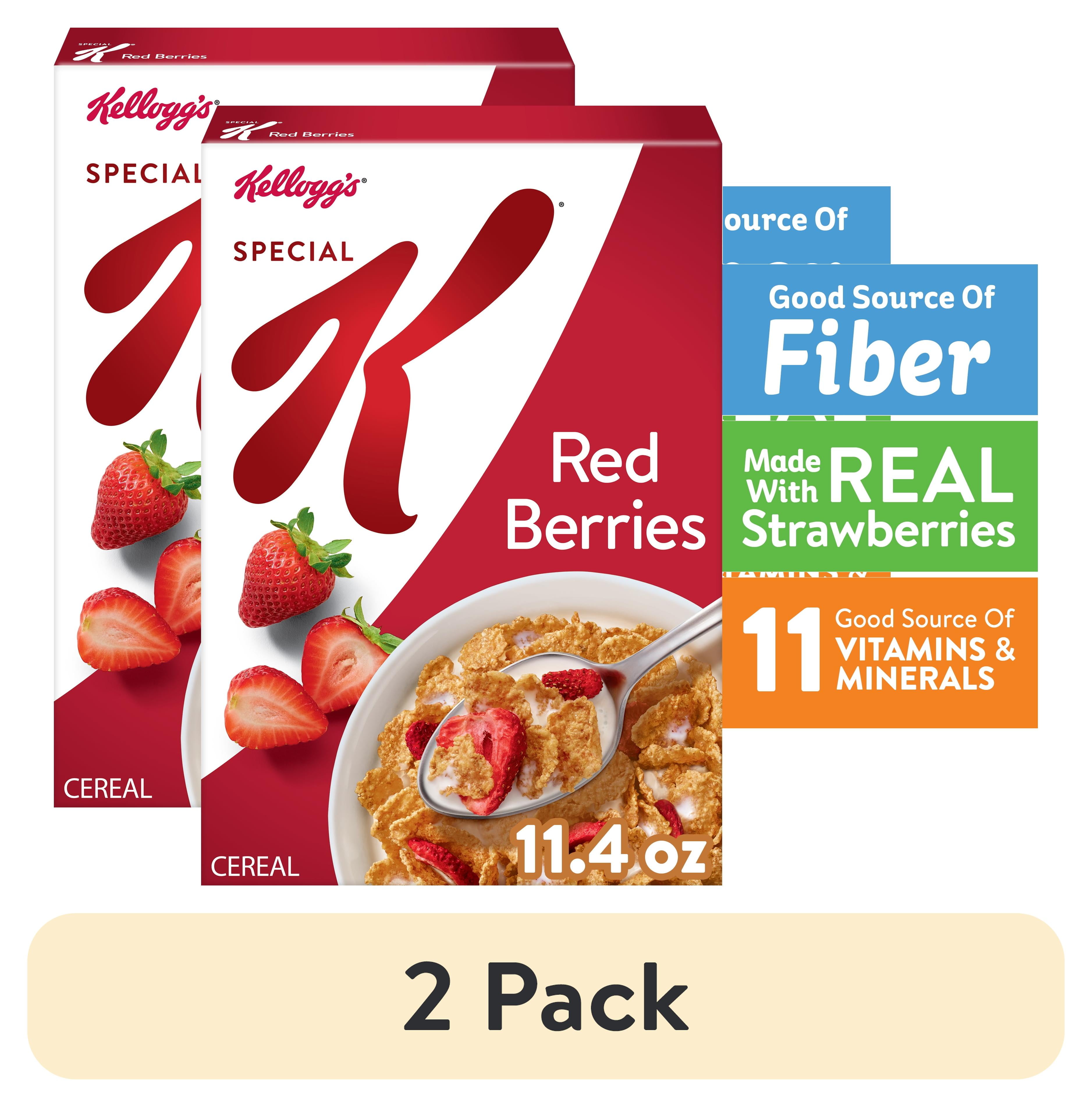 (2 pack) Kellogg's Special K Breakfast Cereal, Fiber Cereal, Family Breakfast, Red Berries, 11.4oz Box (1 Box)