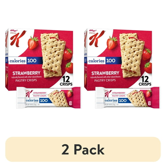 (2 pack) Special K Bar Strawberry Chewy Pastry Crisps, 100 Calorie Snacks, 5.28 oz, 12 Count