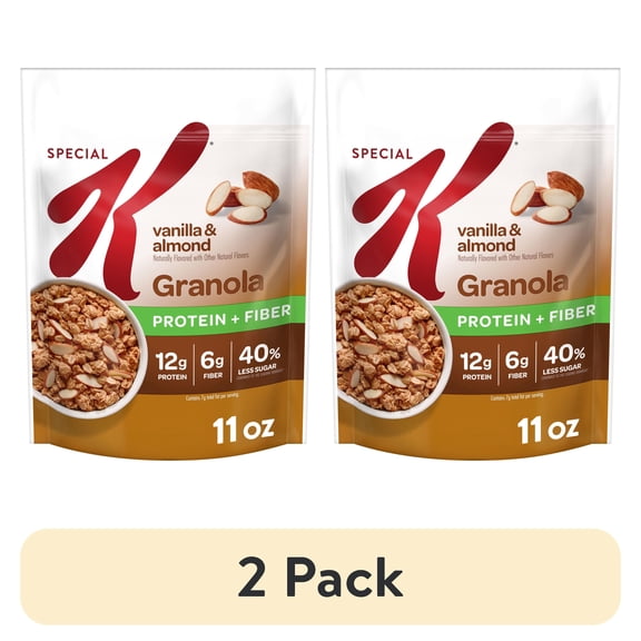 (2 pack) Kellogg's Special K Vanilla and Almond Granola, Protein Granola Bag, 11 oz