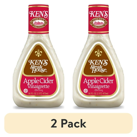 (2 pack) Ken's Steak House Apple Cider Vinaigrette Salad Dressing 16 fl oz