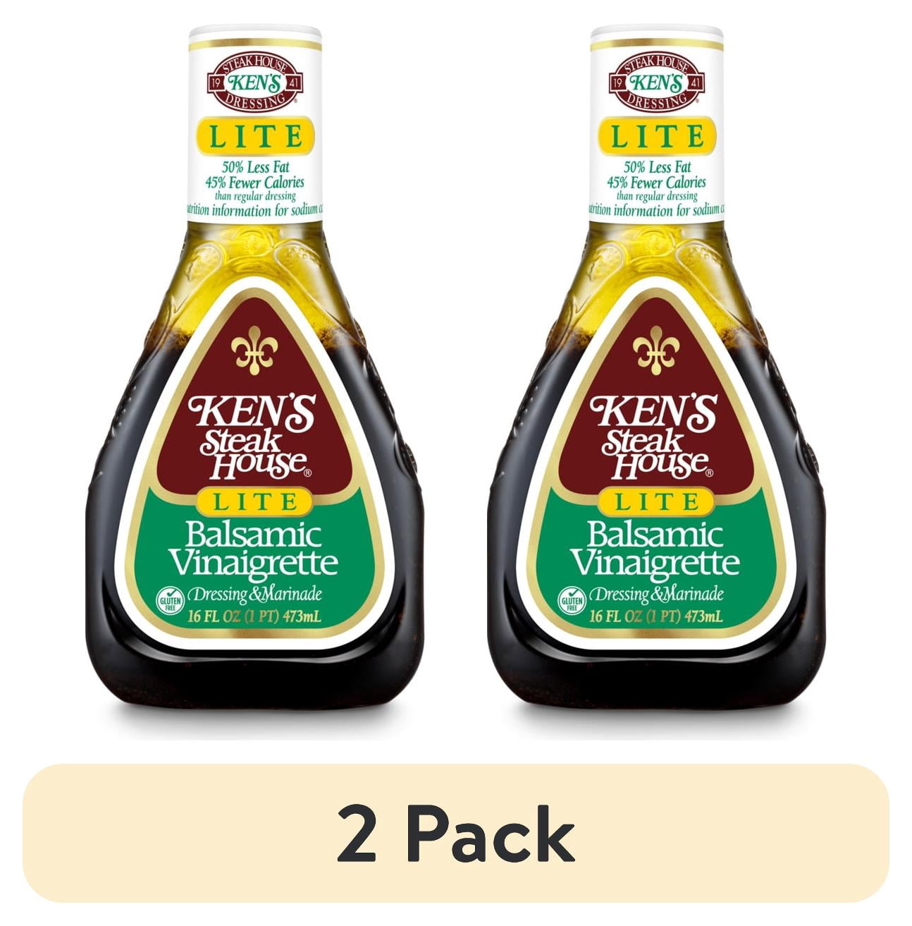 (2 pack) Ken's Steak House® Lite Balsamic Vinaigrette Salad Dressing & Marinade 16 fl oz