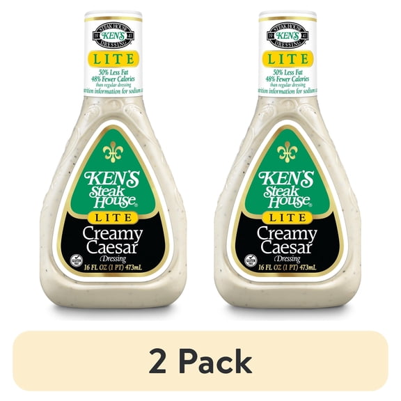 (2 pack) Ken's Steak House Lite Creamy Caesar Salad Dressing 16 fl oz