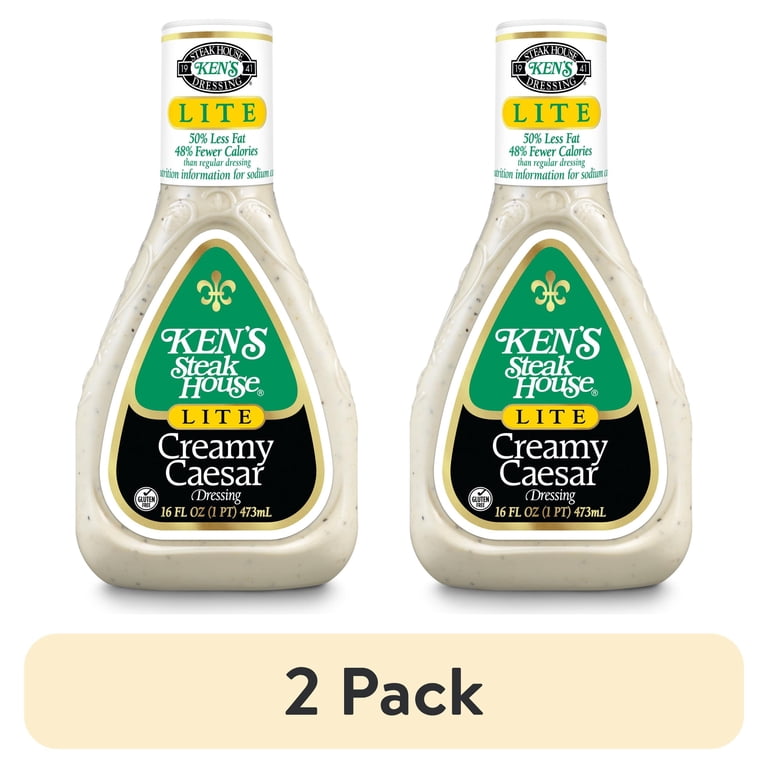 Ken's Steak House Lite Creamy Caesar Dressing 16 oz (Pack of 2)