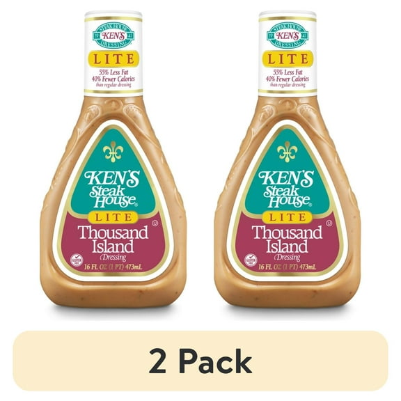 (2 pack) Ken's Steak House Lite Thousand Island Salad Dressing 16 fl oz