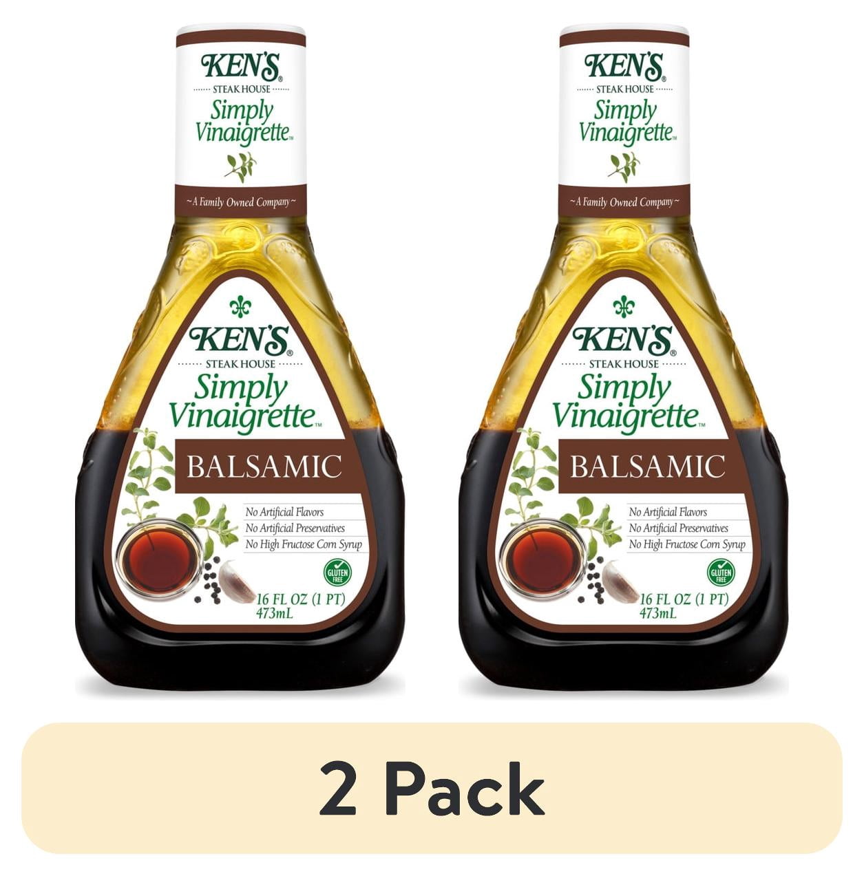(2 pack) Ken's Steak House® Simply Vinaigrette Balsamic Salad Dressing 16 fl oz