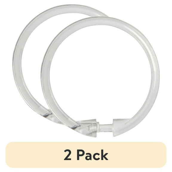 (2 pack) Kenney Rust-Proof Smooth Plastic Shower Curtain Rings, Set of 12, Clear