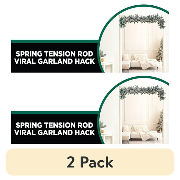 (2 pack) Kenney Twist & Fit No Tools Rust-Resistant Coated Steel Adjustable Spring Tension Utility Rod, 42-72", White