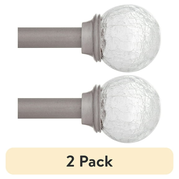 (2 pack) Kenney Walden 28-48" Steel Adjustable Curtain Rod, 5/8" Dia., Pewter