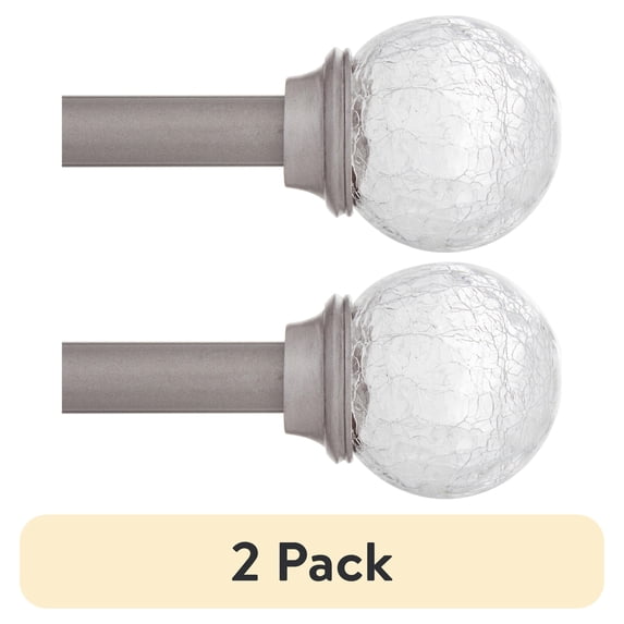 (2 pack) Kenney Walden Steel Adjustable Curtain Rod, 48-86 Inch, 5/8 Inch Diameter, Pewter Finish