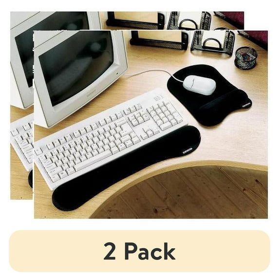 (2 pack) Kensington L22801US 19.25 in. x 3.5 in. Wrist Pillow Foam Keyboard Wrist Rest - Black