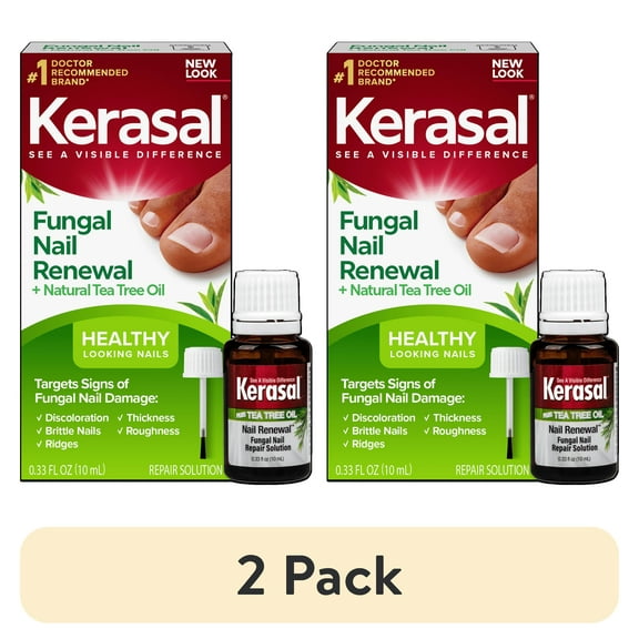 (2 pack) Kerasal Plus Tea Tree Oil Nail Renewal Fungal Nail Repair Solution Precision Brush, 10 ml (0.33 Fl Oz)