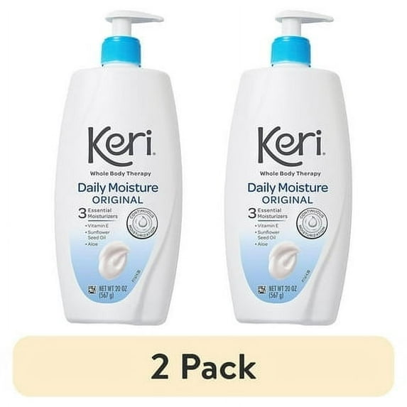 (2 pack) Keri Daily Dry Skin Therapy Moisturizing Original Body Lotion, Lightly Scented, 20 oz