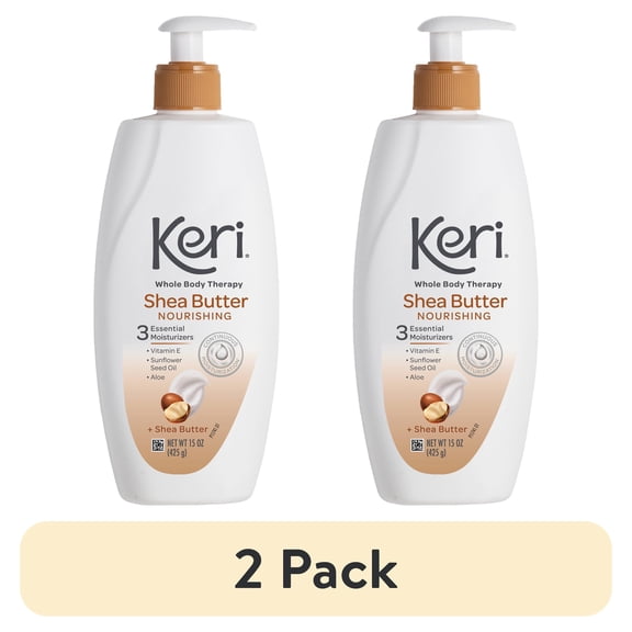 (2 pack) Keri Nourishing Shea Butter & Vitamin E Whole Body Therapy Lotion, 15 oz