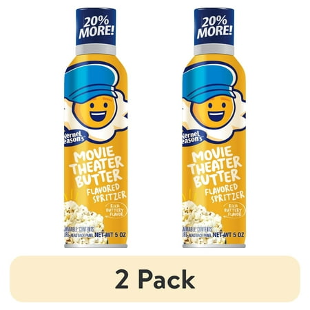 (2 pack) Kernel Season's Brand Movie Theater Butter Popcorn Topping Spritzer, 5 oz Bottle Spray