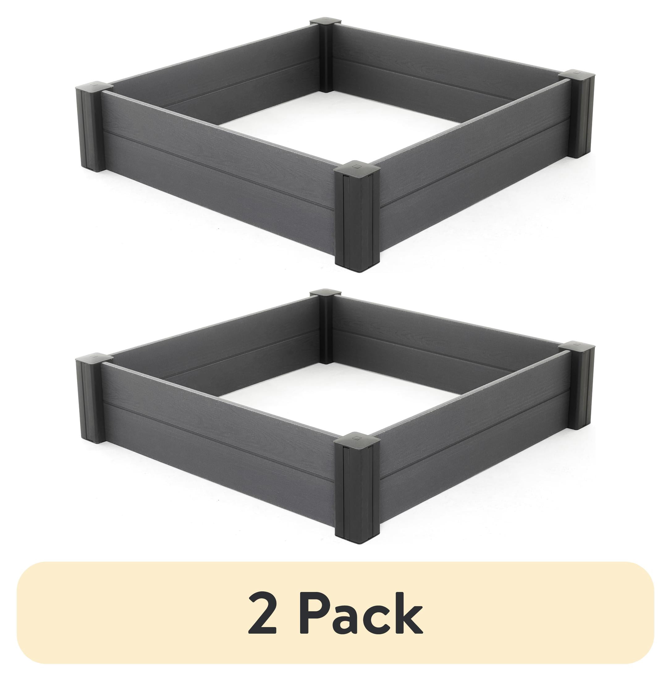 (2 pack) Keter 48" Wood Look Raised Garden Bed, Durable Outdoor Herb Garden Planter for Vegetables, Flowers, and Succulents, Grey