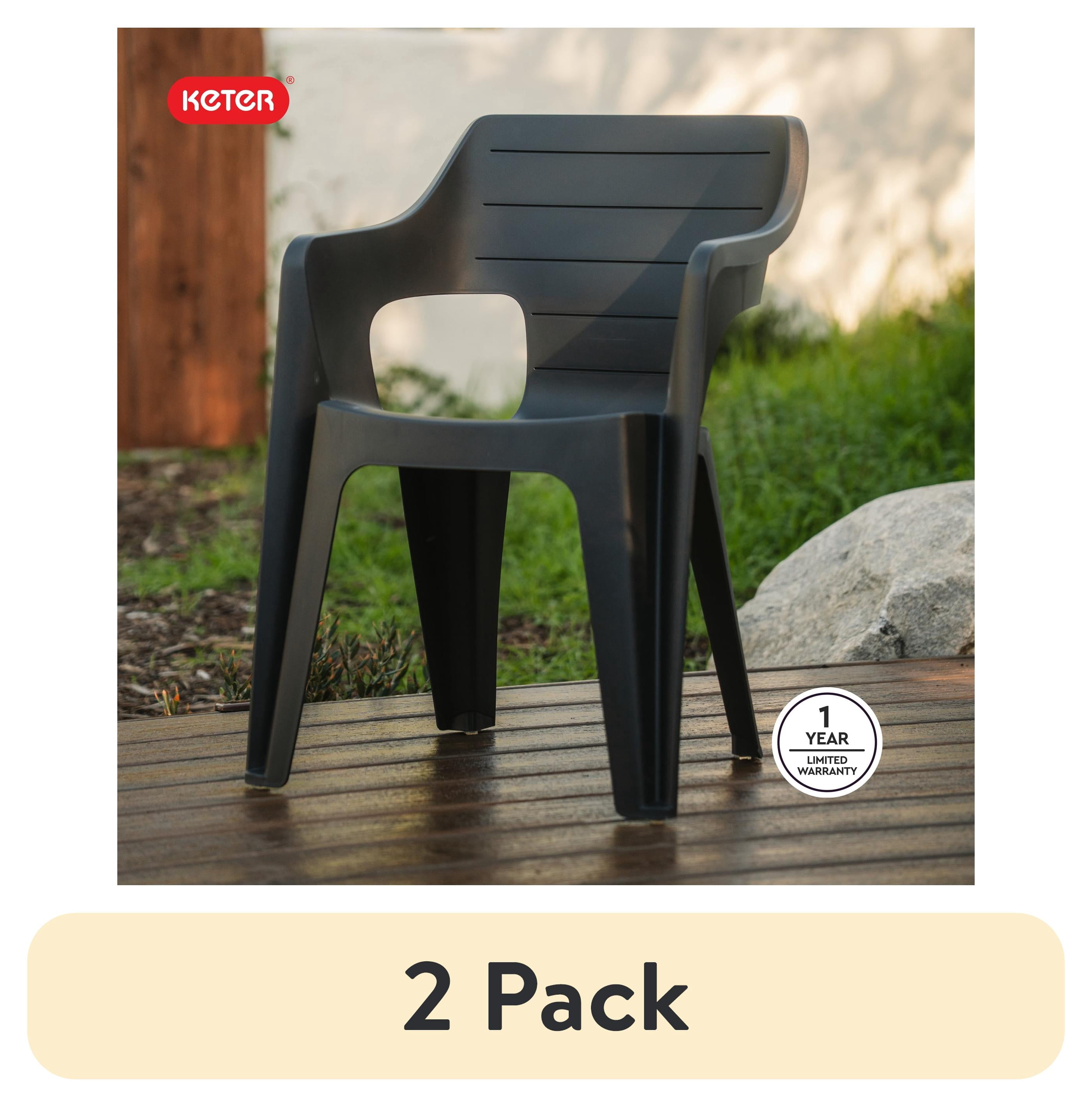 (2 pack) Keter Bilbao Resin Outdoor Dining Chair-Perfect for Outdoor, Graphite