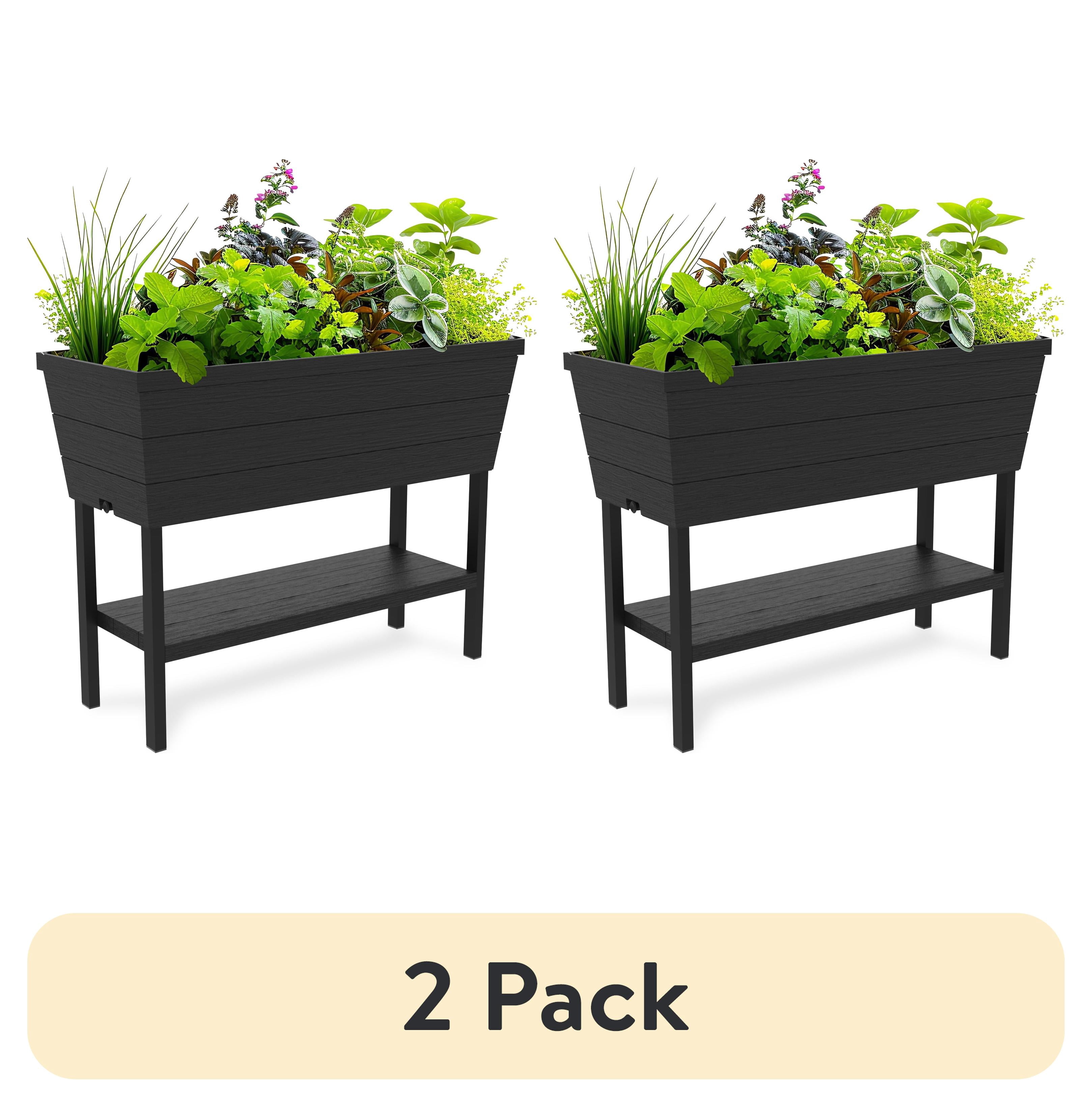 (2 pack) Keter Urban Bloomer Resin Raised Garden Bed, Graphite