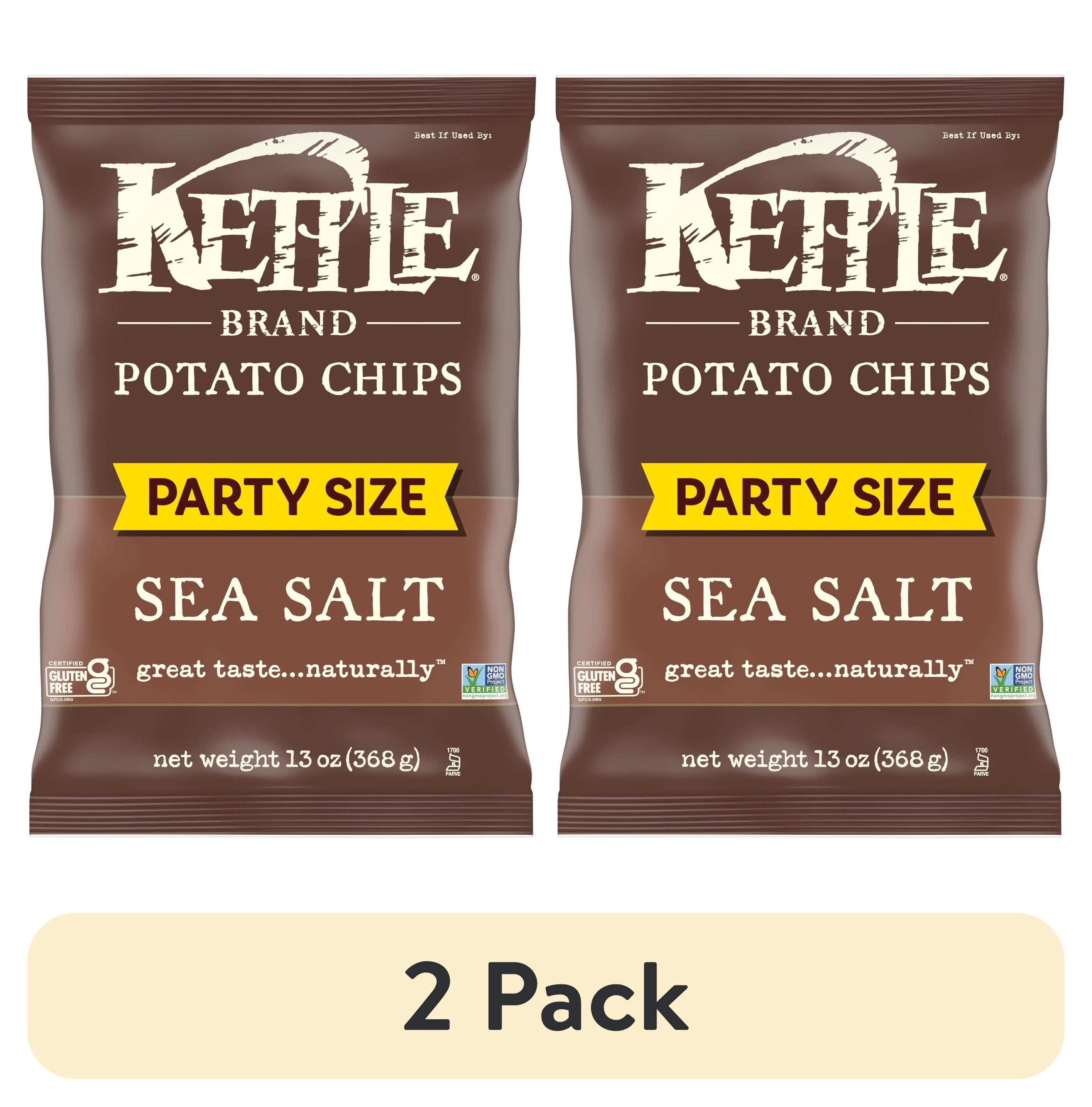 (2 pack) Kettle Brand Potato Chips, Sea Salt Kettle Chips, Party Size, 13 oz