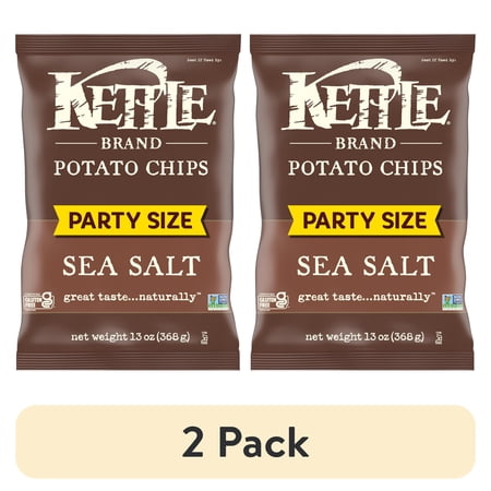 (2 pack) Kettle Brand Potato Chips, Sea Salt Kettle Chips, Party Size, 13 oz